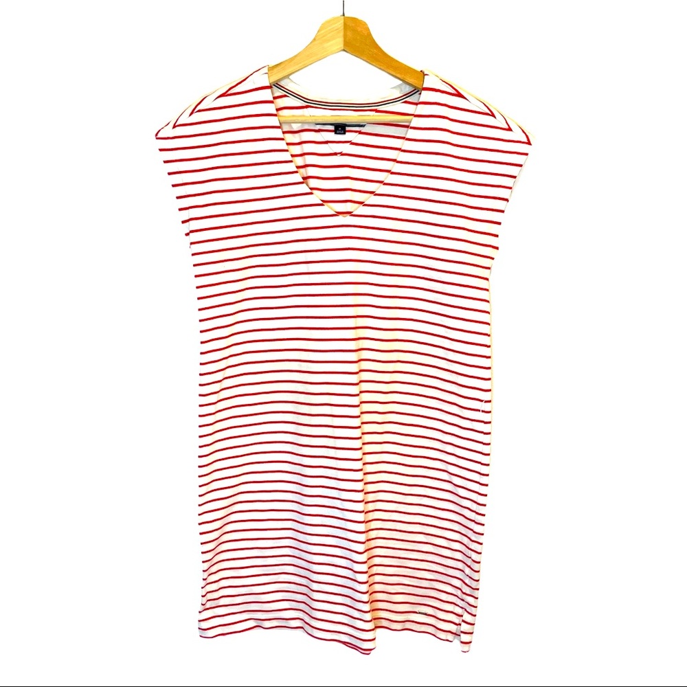 TOMMY HILFIGER Red and White Striped Shift Dress